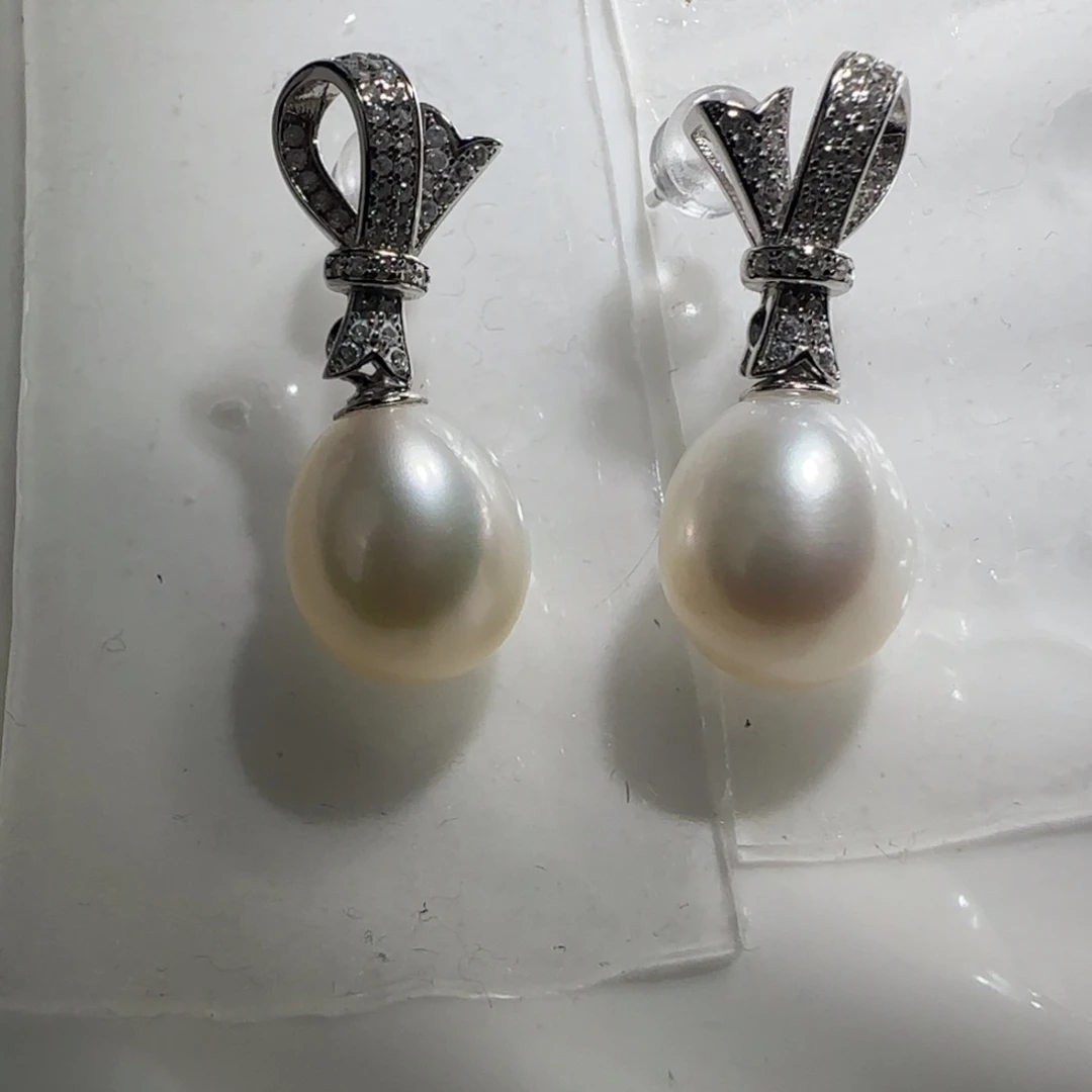 银S925镶嵌淡水珍珠耳饰