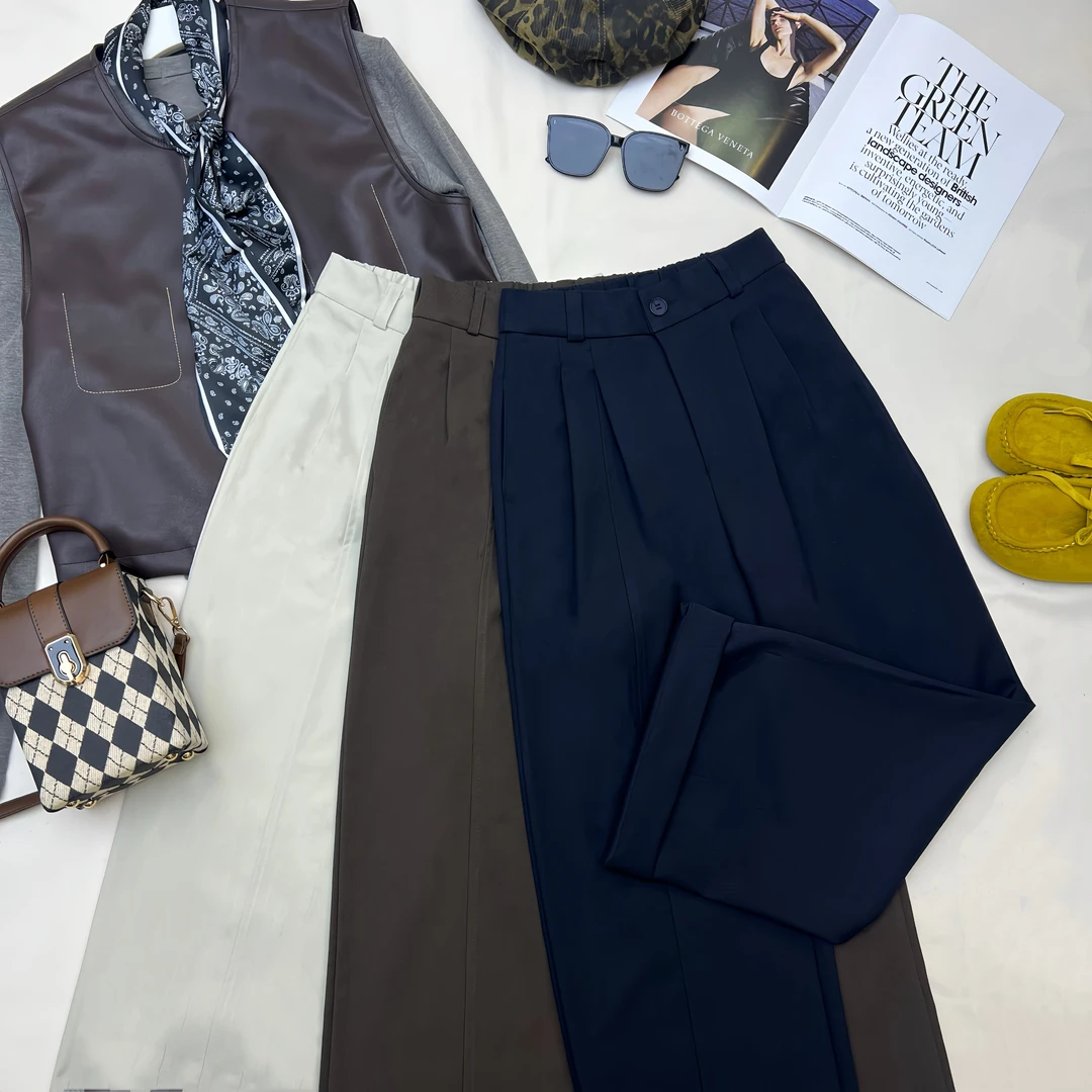 韩版高腰九分直筒裤女2025秋季新款时尚宽松休闲裤子