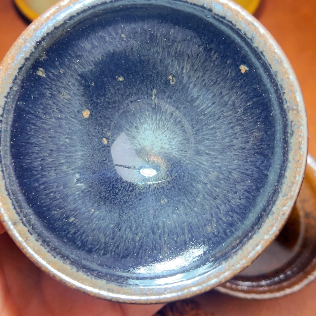 茶盏柴烧建窑建盏灰毫