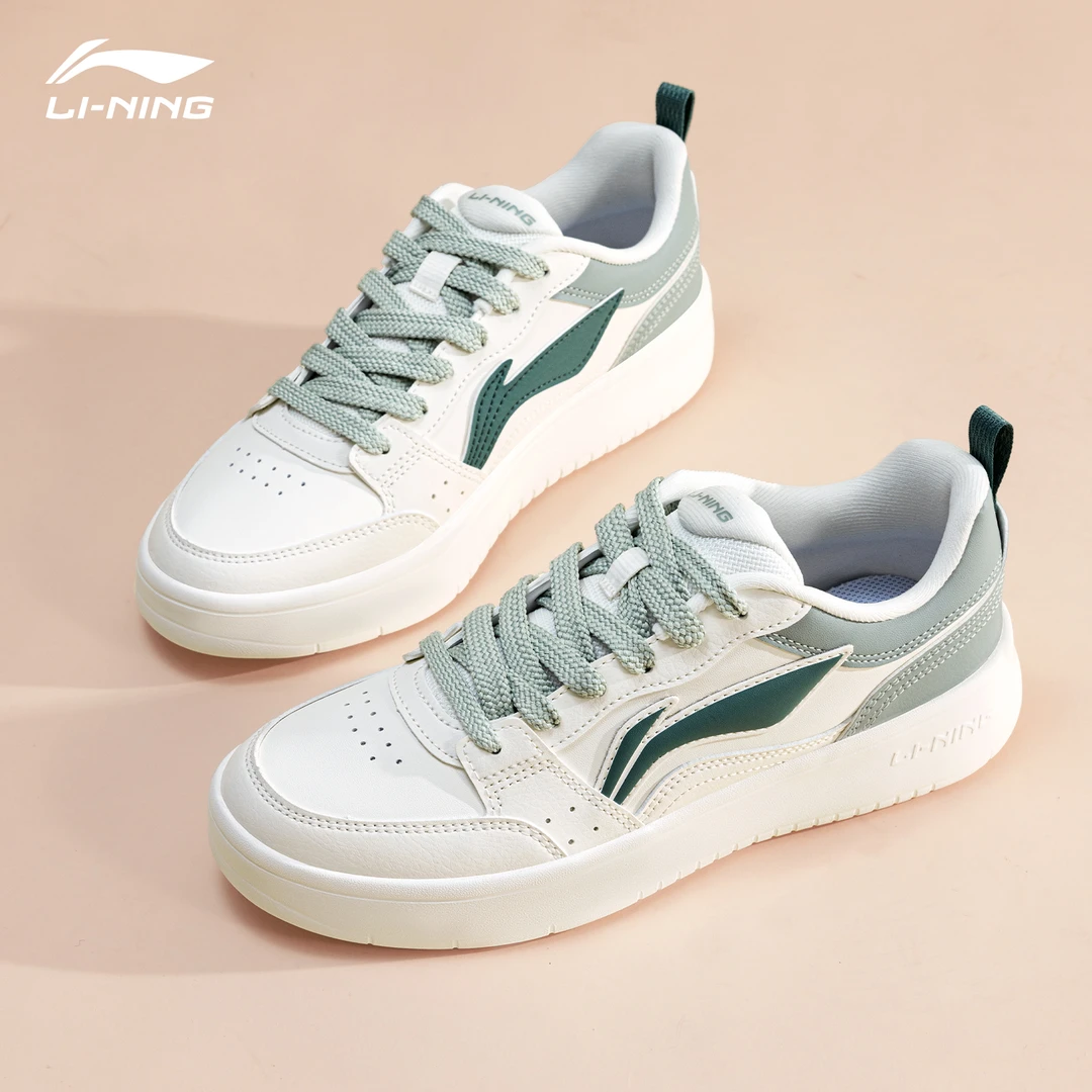 李宁元宝女鞋板鞋2025秋季新款防滑耐磨舒适软弹小白鞋运动休闲鞋