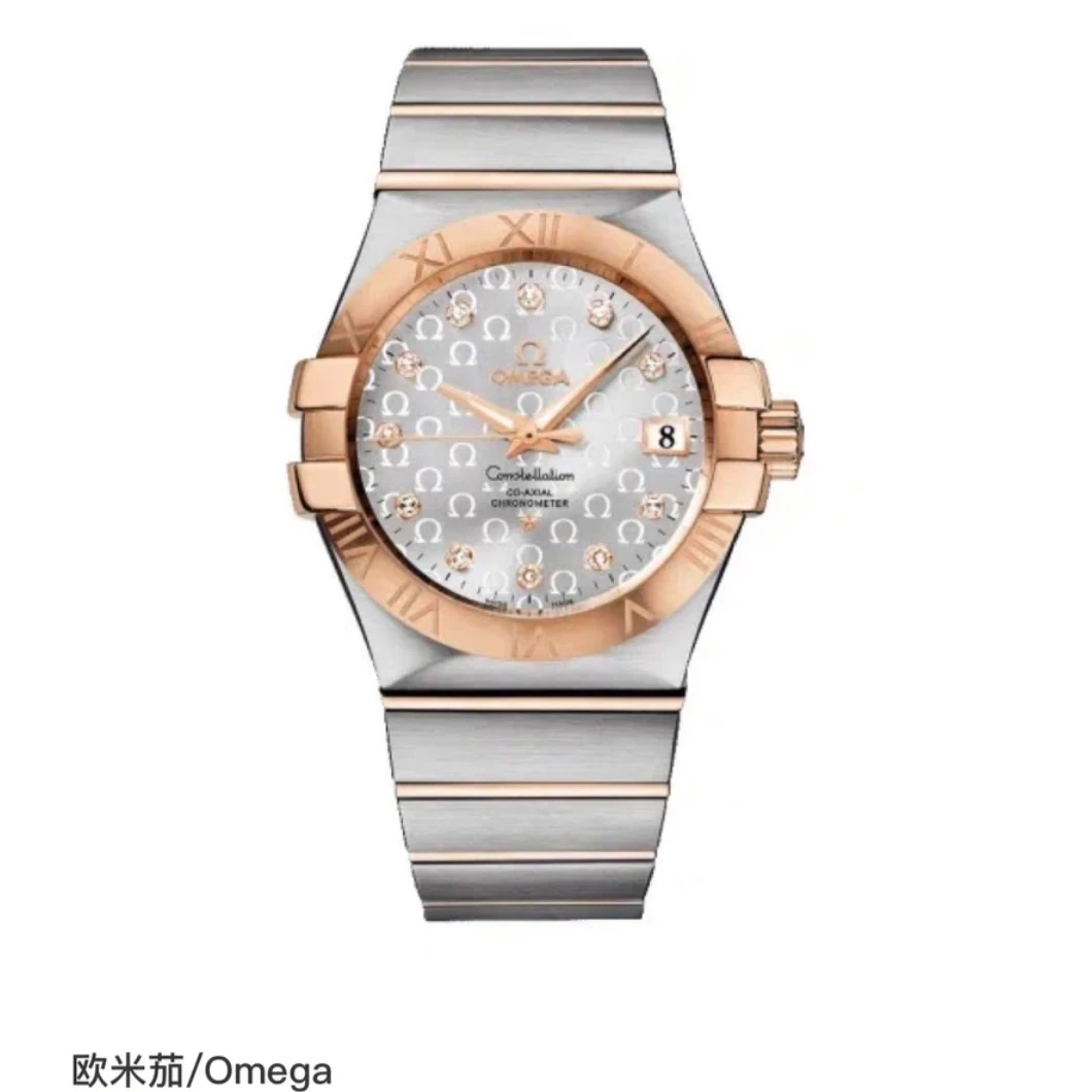 99新 Omega/欧米茄 欧米茄星座35mm带欧盘黄金间金内钻单表