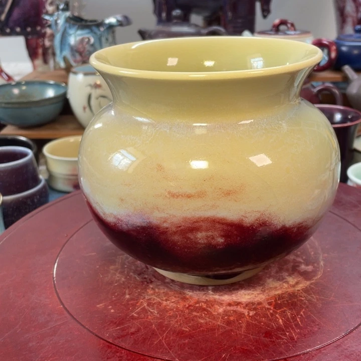 摆件钧瓷鸡油黄手工笔洗 茶洗 水洗