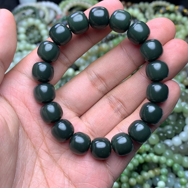 和田玉未镶嵌手串青玉 特一细料