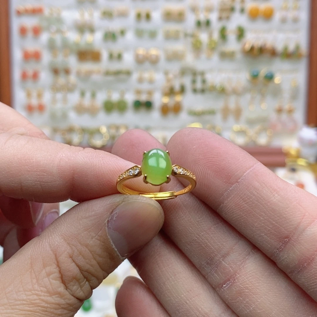 和田玉银S925镶嵌戒指