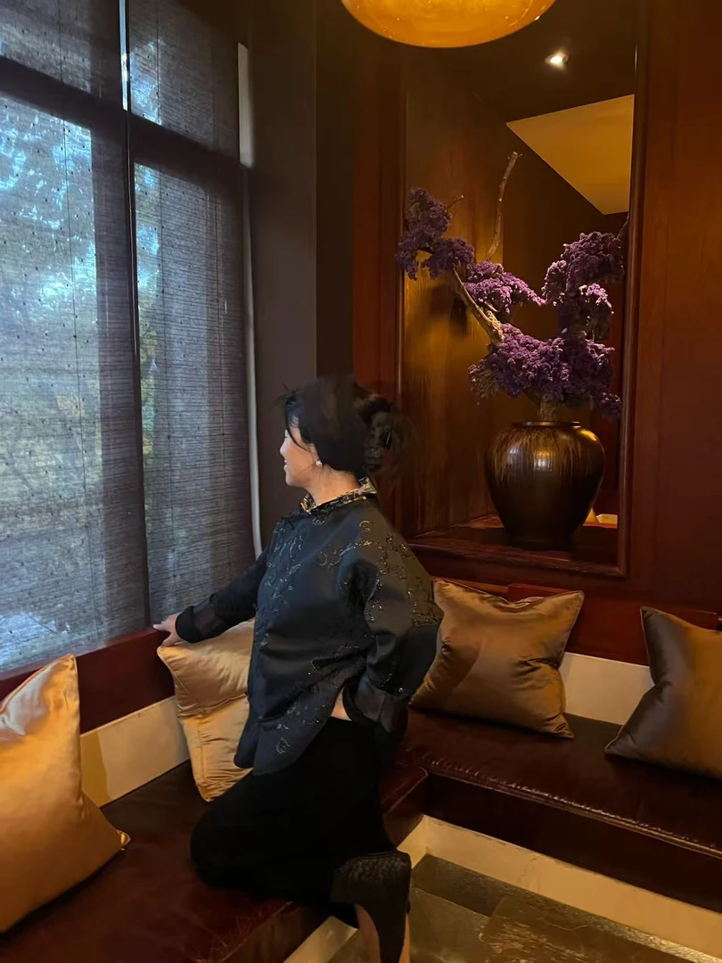 Fen姐【指尖下的花朵】新中式复古盘扣重工暗纹刺绣宽松外套07207