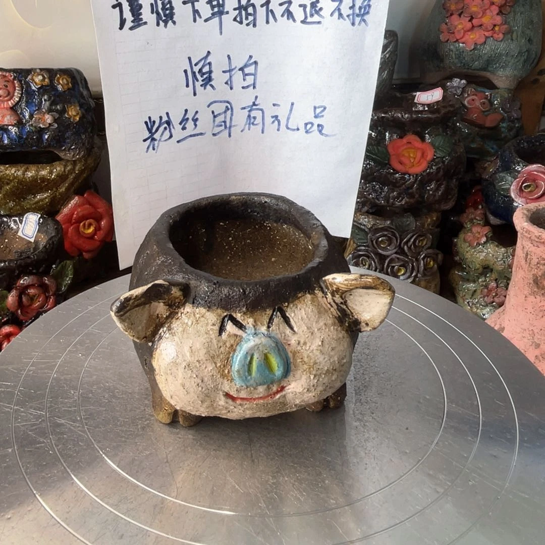 红陶粗砂陶手工花盆