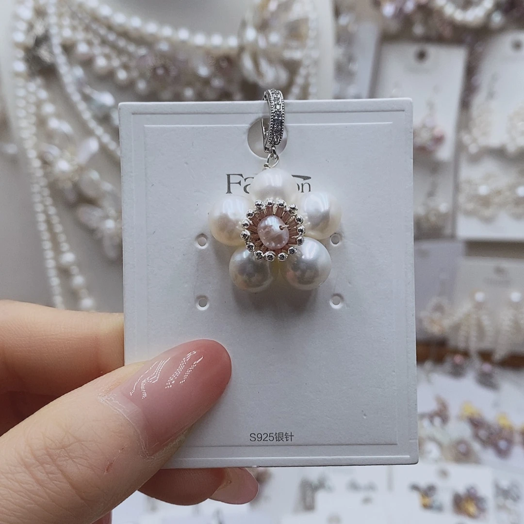 银S925镶嵌耳饰淡水珍珠