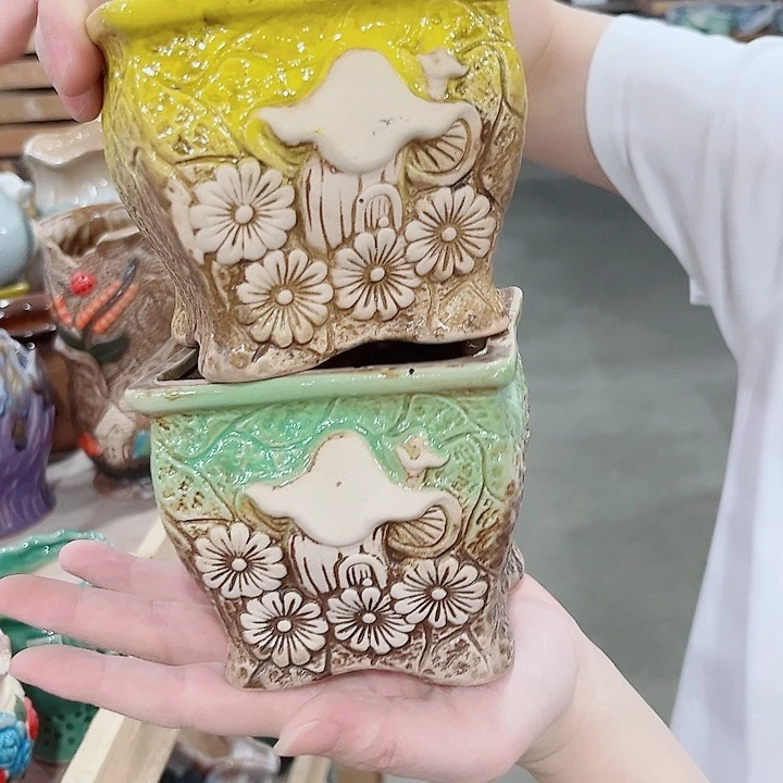 有孔.凑单10元陶瓷花盆发货！