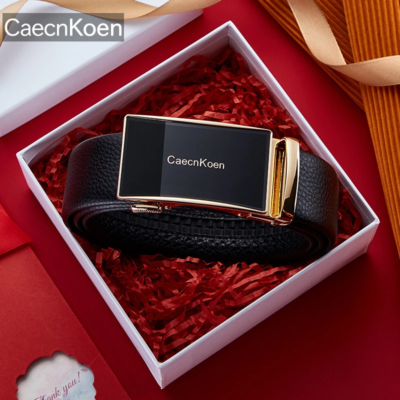 CaecnKoen男士皮带2026新款头层牛皮自动扣腰带商务休闲裤带正品