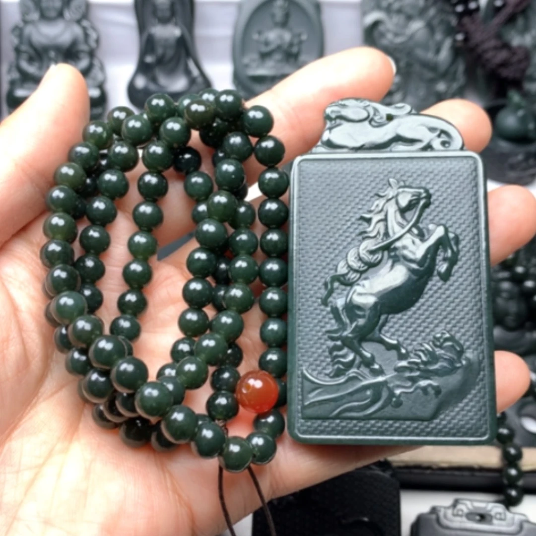 【闪购商品】和田玉颈饰未镶嵌风*树双面雕刻