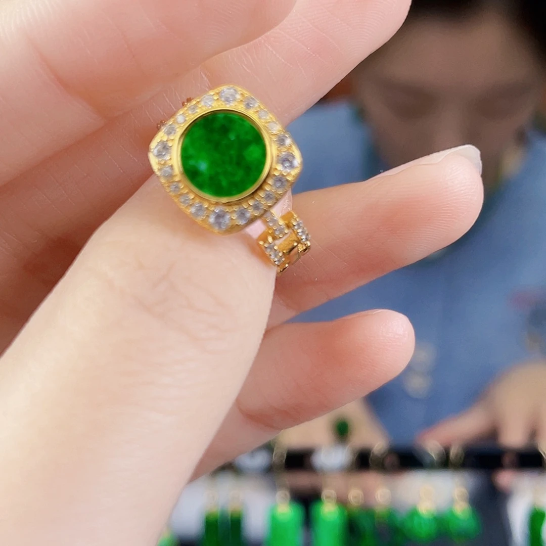 翡翠银S925镶嵌耳饰