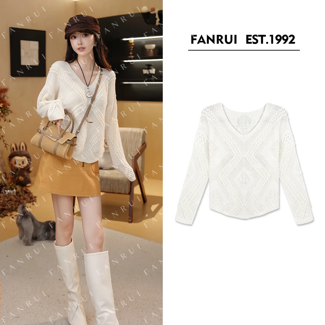 泛芮双11「贝贝biuu」颗粒纱洋气百搭小众设计感秋款毛衣B18155