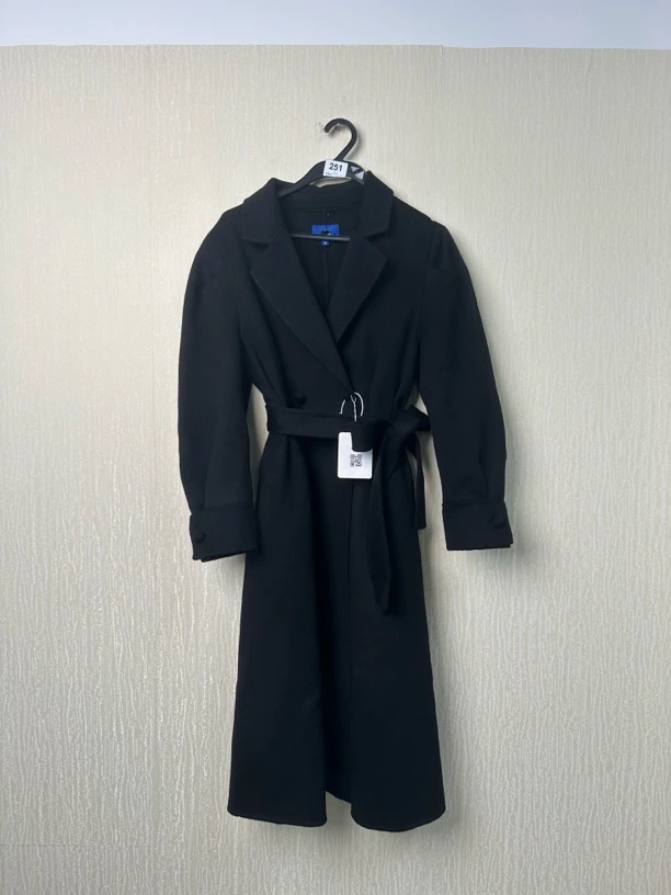 秋季翻领长款宽松型保暖毛呢外套老钱风厚款长袖（251）