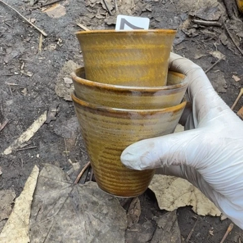 泥塑茶杯三只全品陶瓷