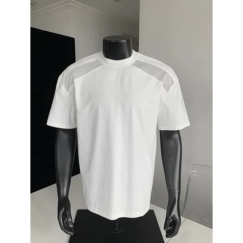 白色冰丝速干短袖男款夏季网眼透气索罗娜t恤解构正肩小领口半袖