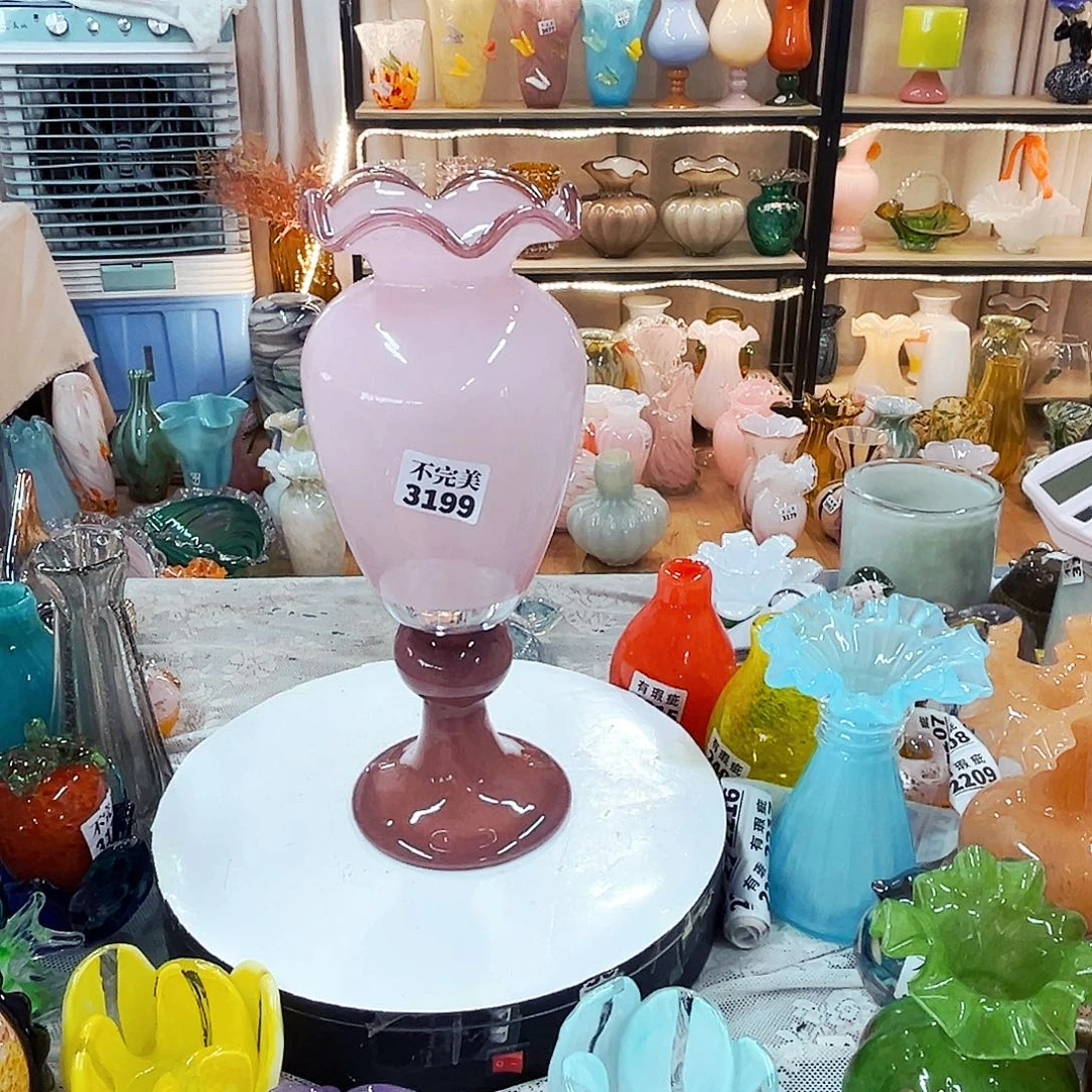 小***黑琉璃花瓶不完美家悦琉璃花瓶花器