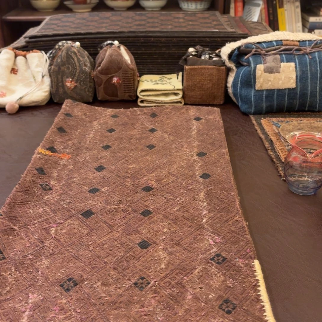 柿染老织锦茶席哈哈