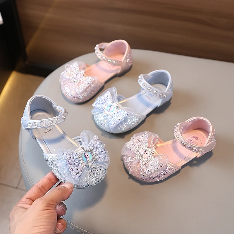 女童半凉鞋夏季2025新款儿童水钻软底包头公主鞋小童宝宝女孩单鞋