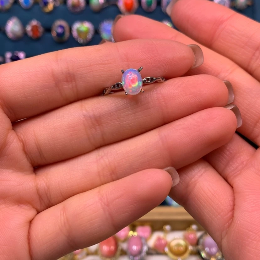 【闪购商品】欧泊戒指裸石定制不退不换银S925镶嵌?***?