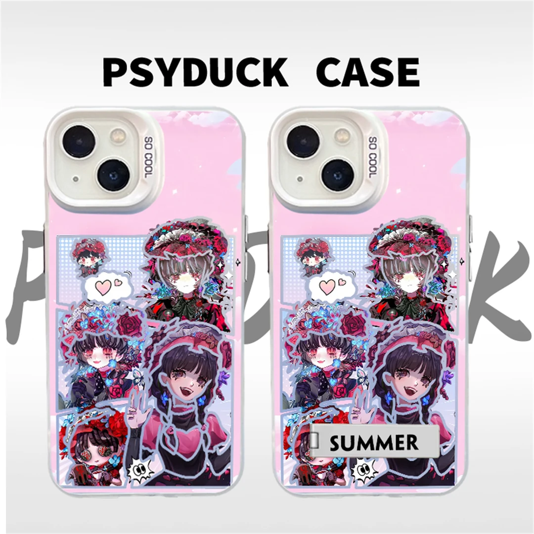 适用苹果华为一加小米第五人格小女孩镂空彩银卡通动漫防摔手机壳