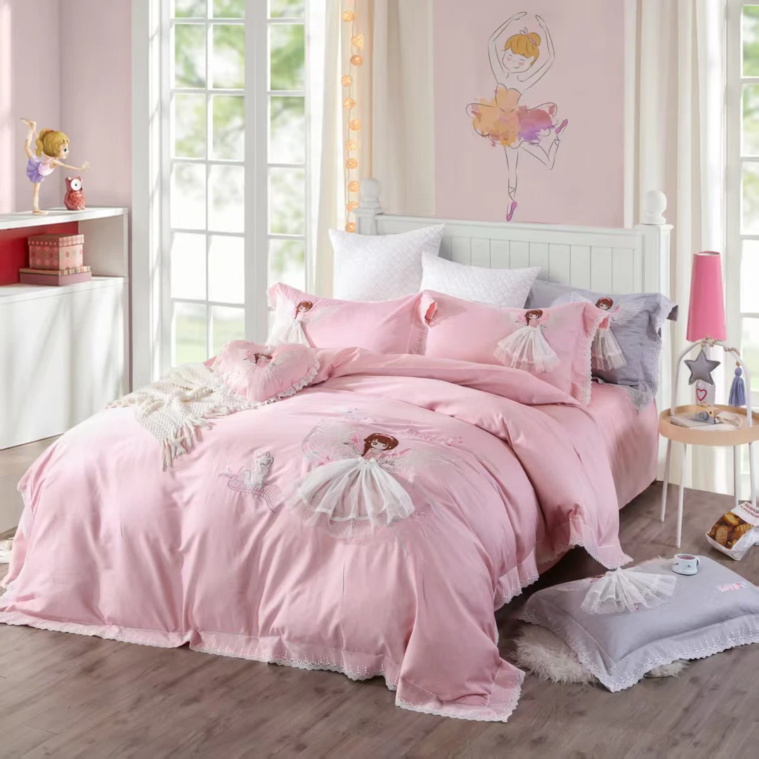 100支重工艺儿童学生宿舍磨毛绣花三件套公主风床上用品床品床单