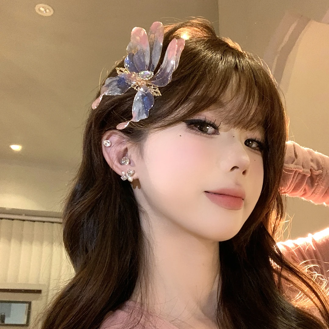 渐变古风新中式氛围感蝴蝶发夹甜美温柔仙气新娘头饰