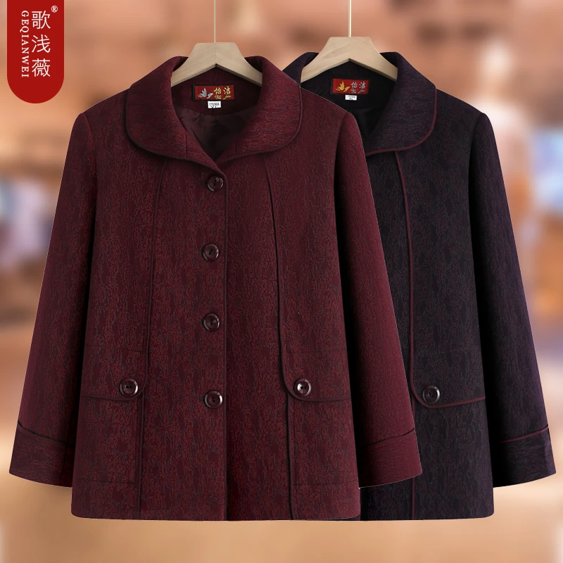 老年人春装气质外套奶奶装中老年女装妈妈春秋呢子上衣老太太衣服