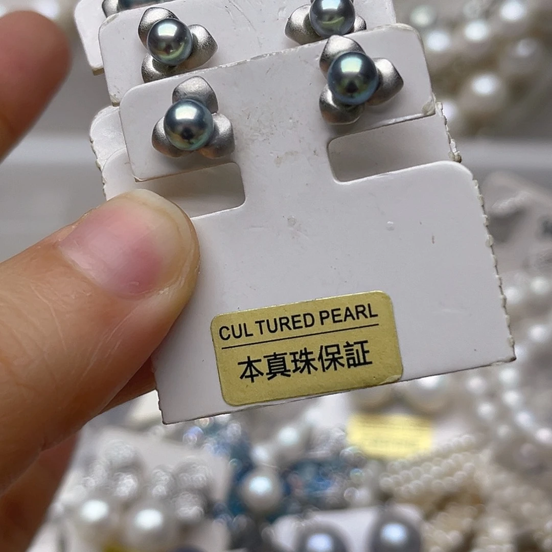 银S925镶嵌淡水珍珠吊坠耳钉的