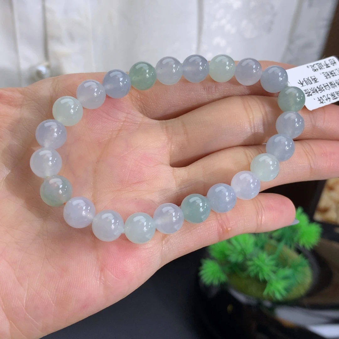 翡翠未镶嵌手串卡8冰胶马卡龙手串