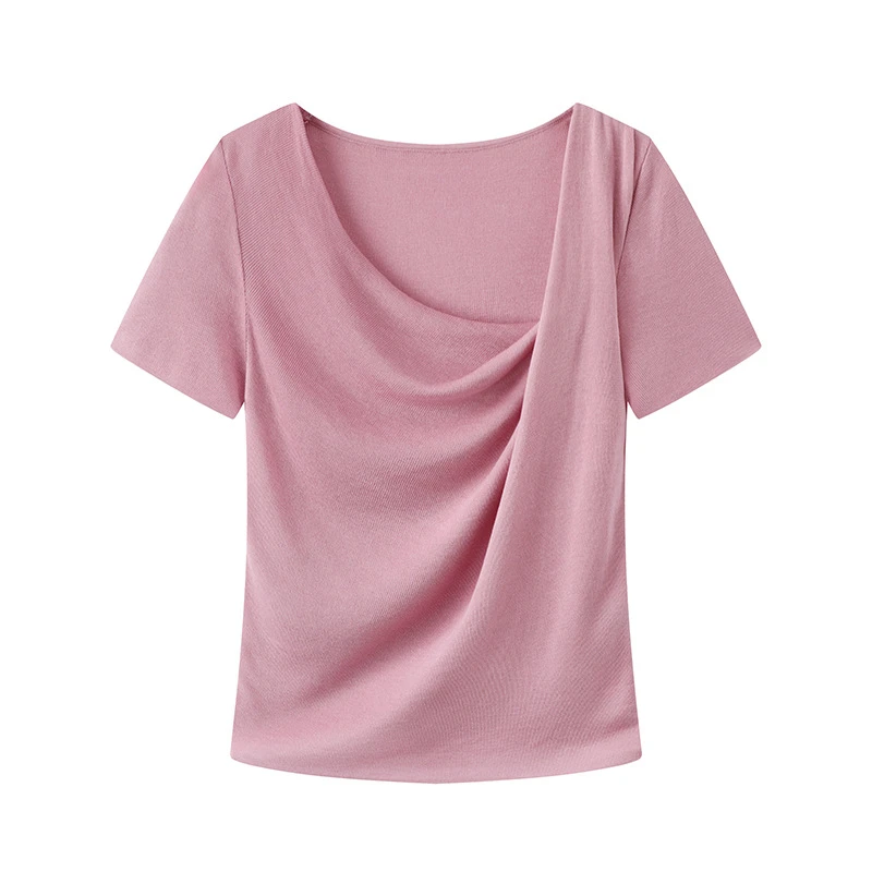 2025夏季新款设计感百搭短袖针织衫修身短款女D402HF20CM20