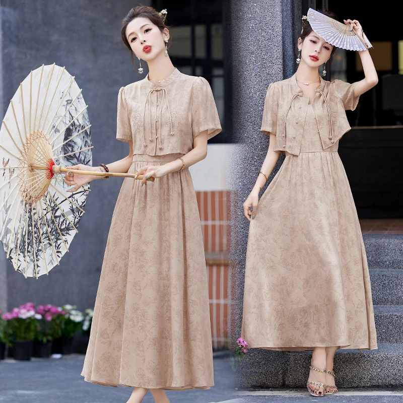 新中式风吊带裙套装女2025夏季新款时尚高级感气质连衣裙两件套
