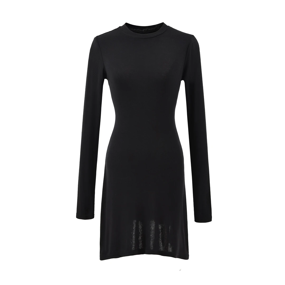 25084绵莱赛尔混纺不规则设计法式优雅连衣裙