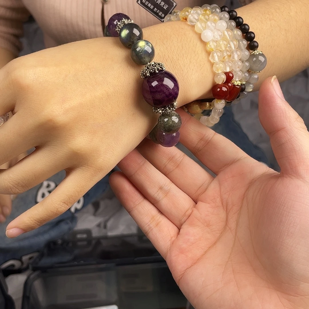 水晶银S925镀金镶嵌手串