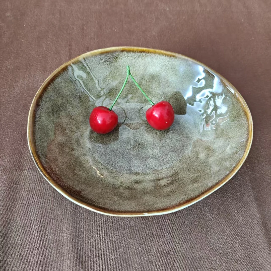 276陶瓷异形椭圆碗复古菜碗家用汤面碗微瑕