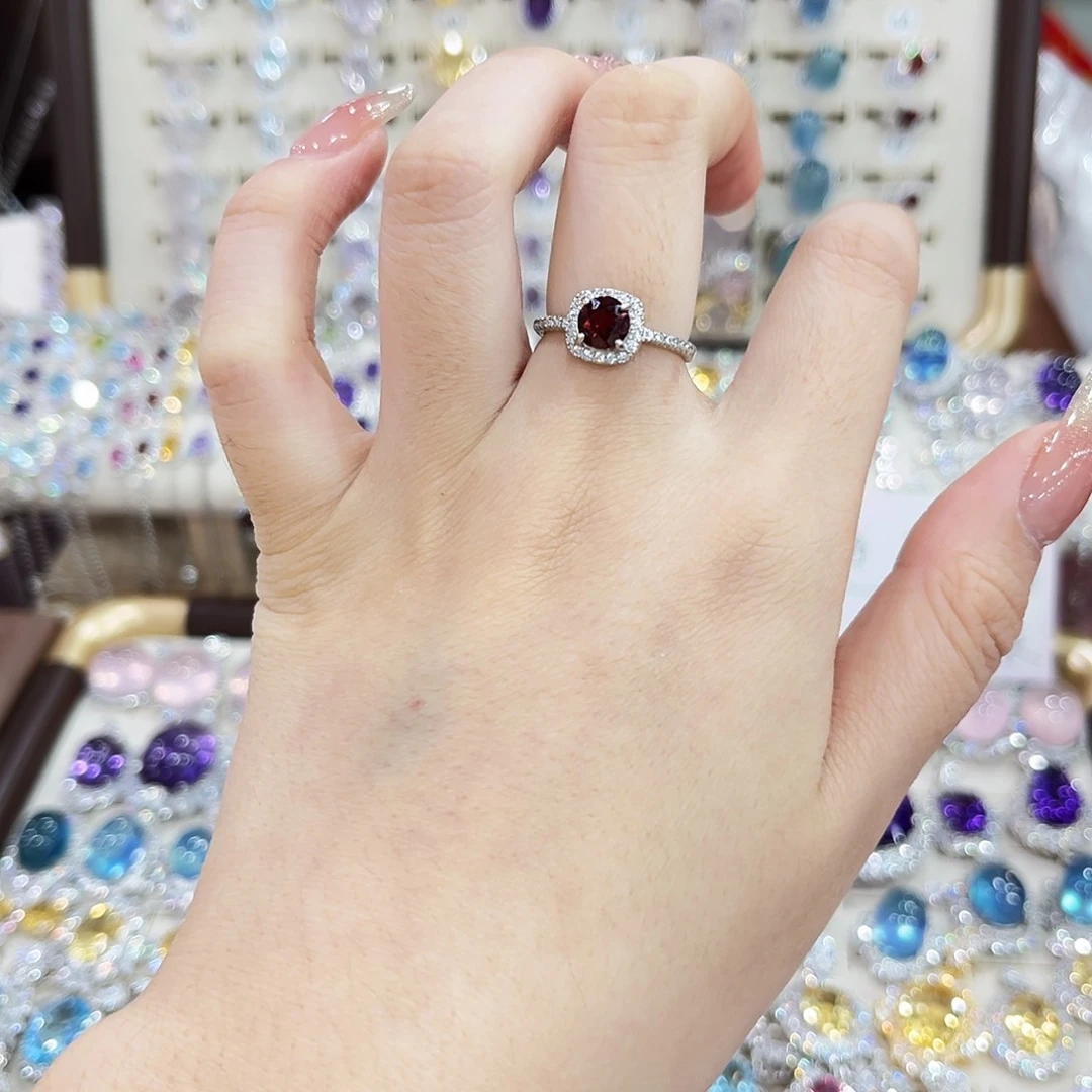 烟晶戒指银S925镶嵌