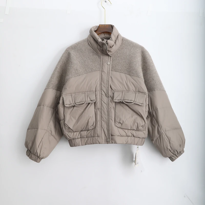 柔软舒适时尚短款立领拼接防水秋冬小个子潮流FQFD457