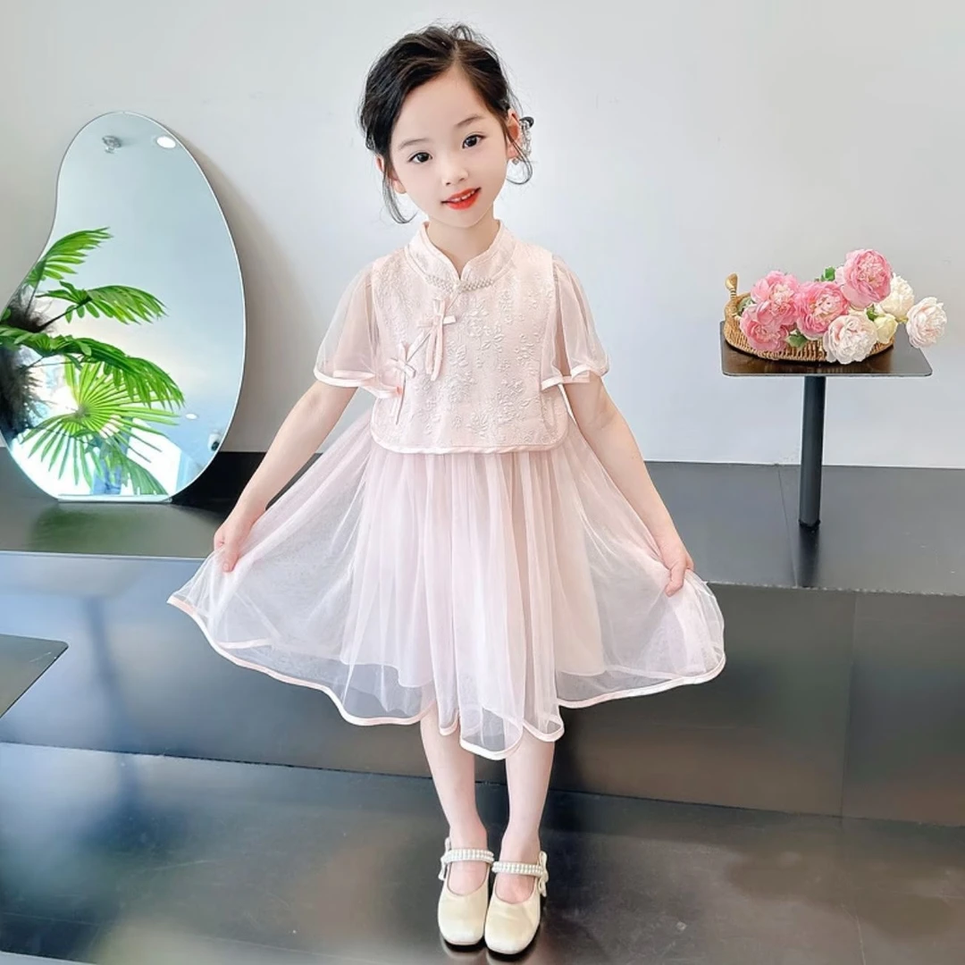 女童连衣裙新中式汉服国风夏季儿童新款公主短袖小