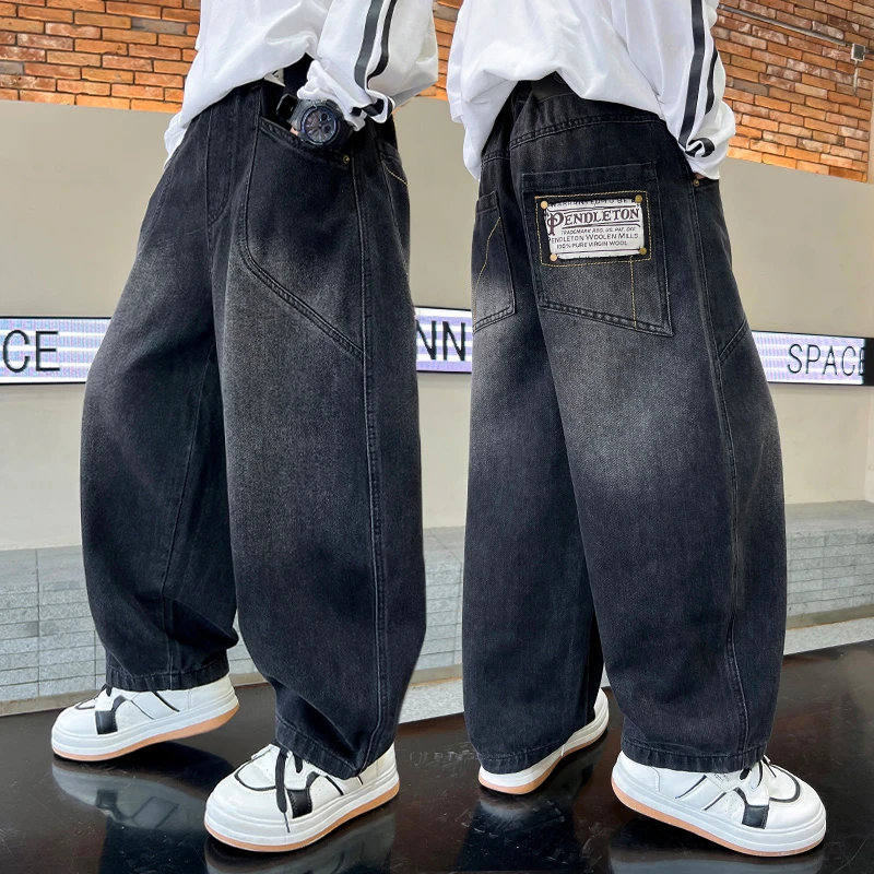 男童秋季牛仔裤帅气2025新款中大童直筒洋气宽松长裤儿童裤子男孩