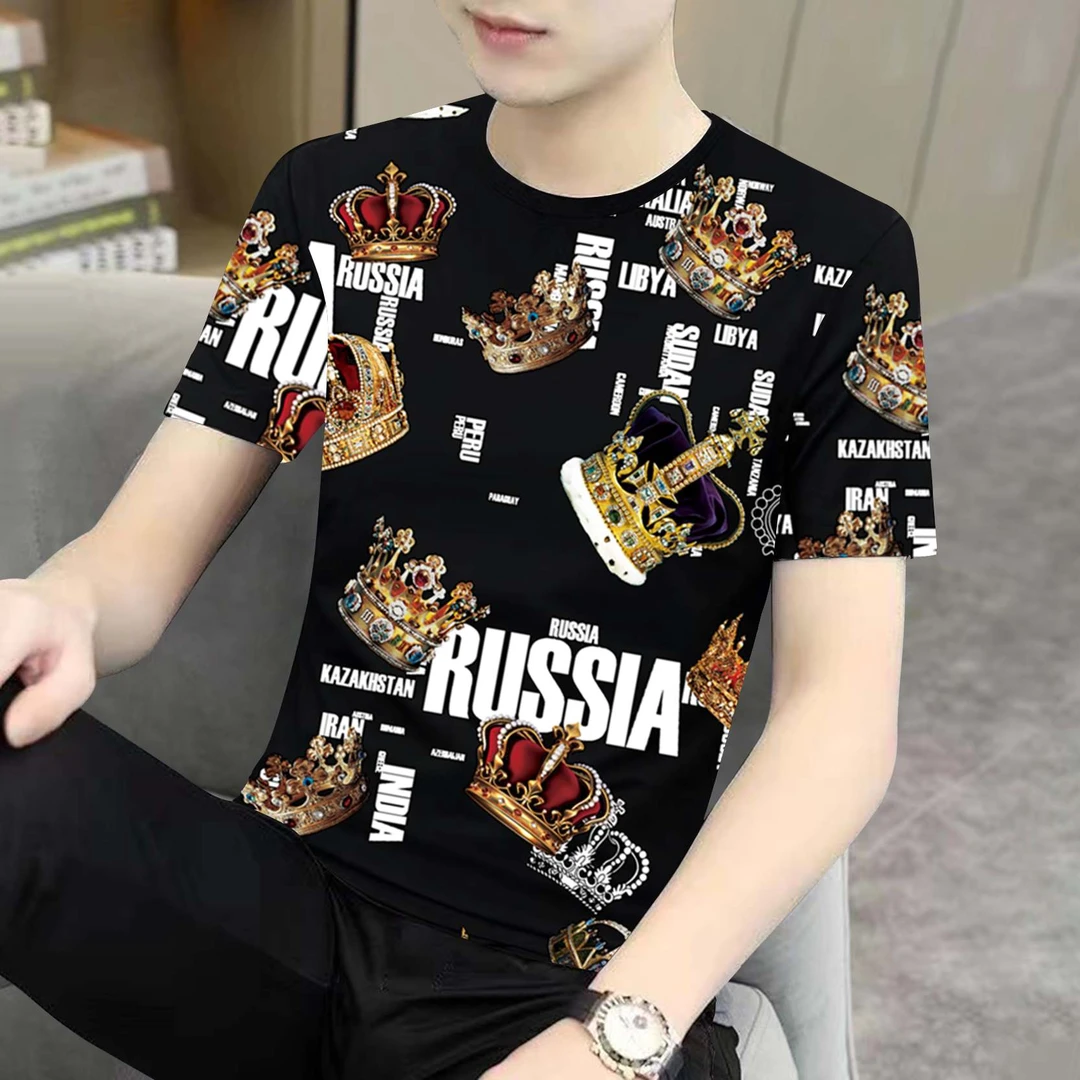 冰丝短袖T恤男夏季2025爆款男装高端印花衣服男款半袖男士打底衫