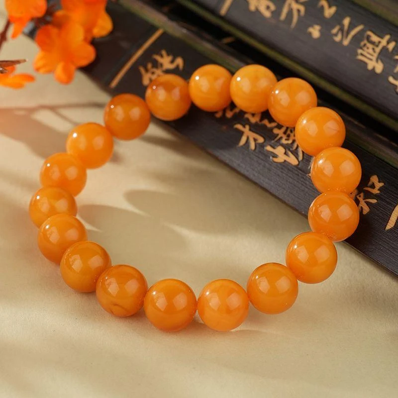【扶摇专属】手工设计琥珀花蜡圆珠手串(多样性发一)A0551