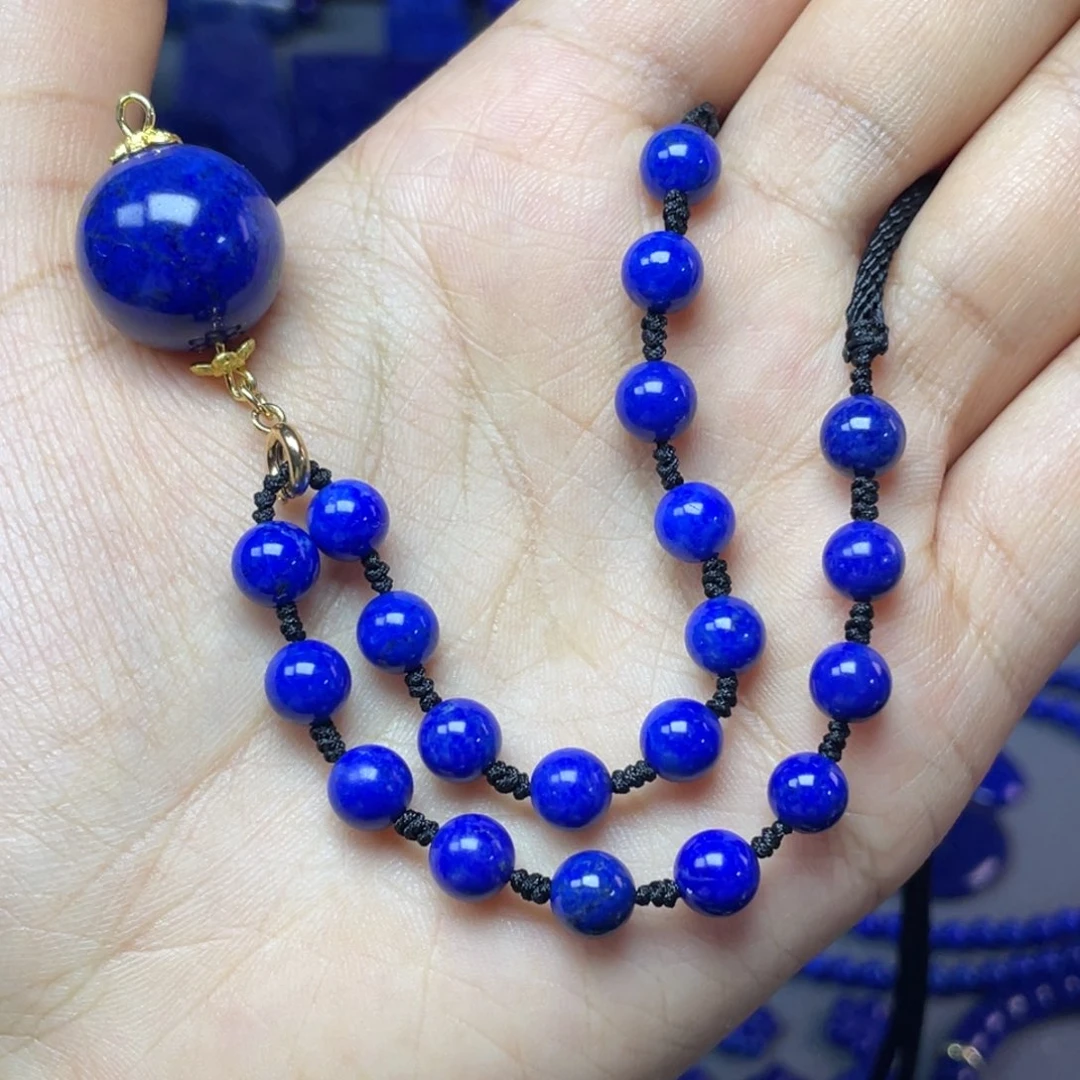 青金石未镶嵌16mm锁骨珠结链