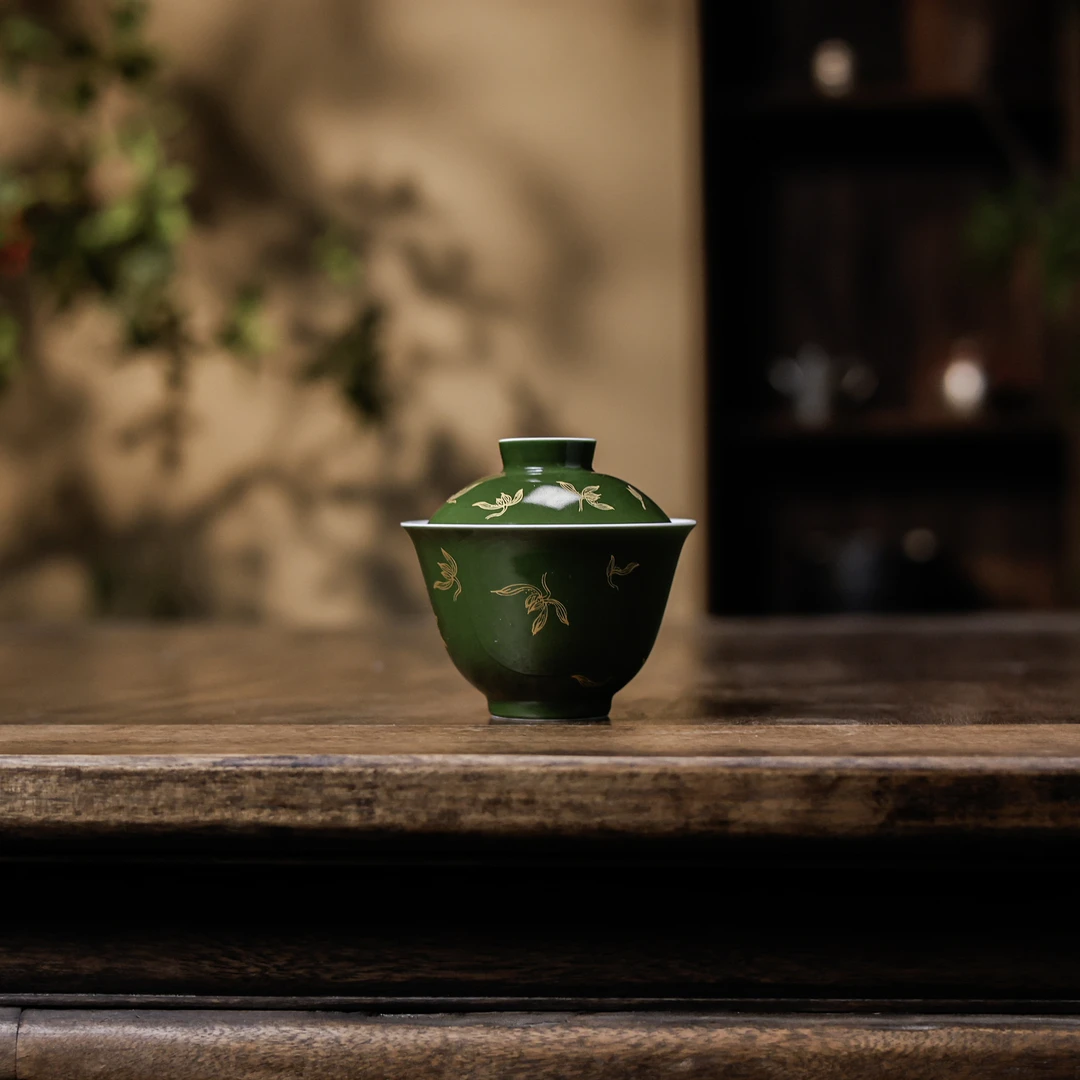 【范范精选】 绿色莲花盖碗（Q8121）