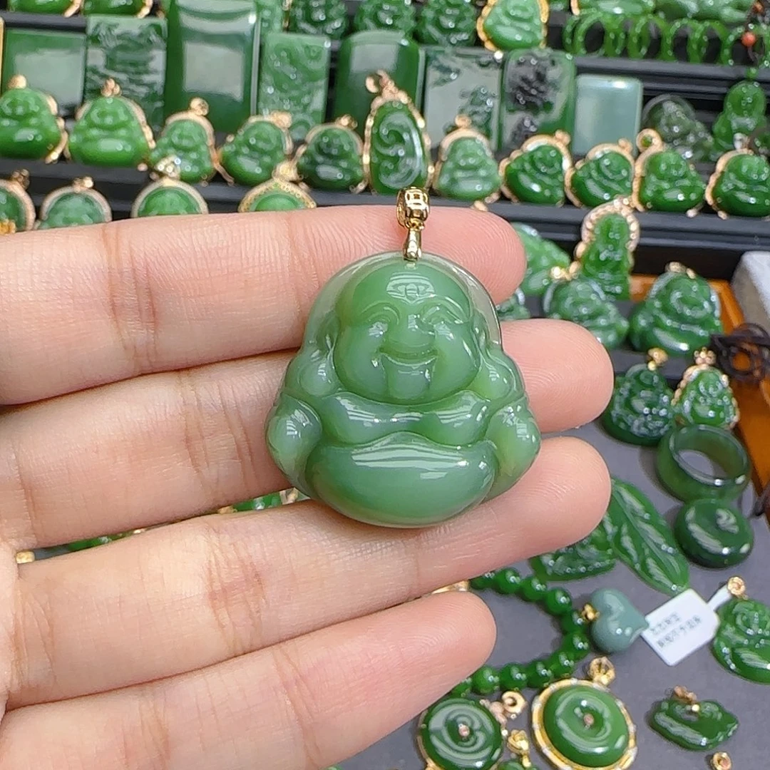 和田玉（碧玉）18K金镶嵌颈饰