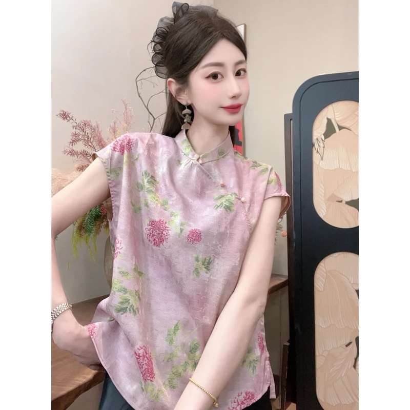 【桃夭】2025夏季新款气质百搭显瘦新中式短袖女日常宽松