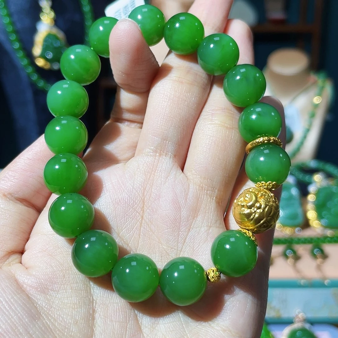 手串18K金镶嵌和田玉（碧玉）