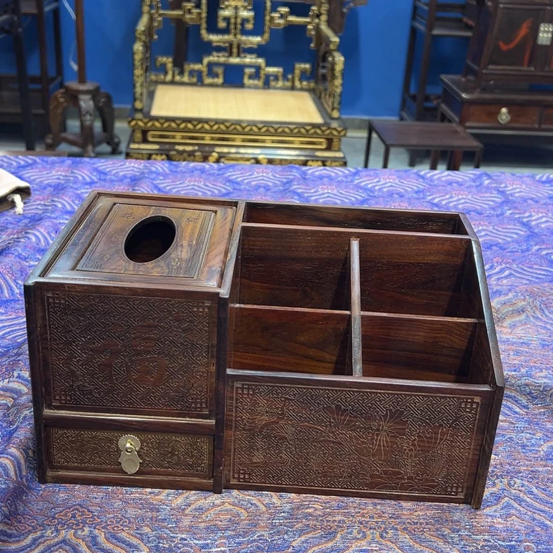 【闪购商品】红酸枝木类成套家具纸巾盒