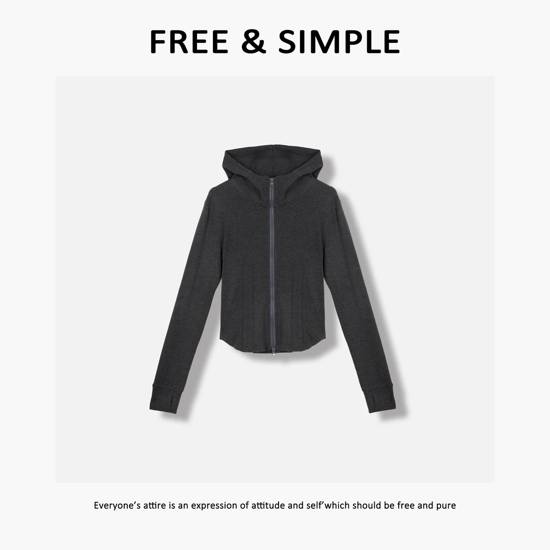 Free&Simple-‘霞日’早秋款极简休闲慵懒感连帽拉链外套-7936