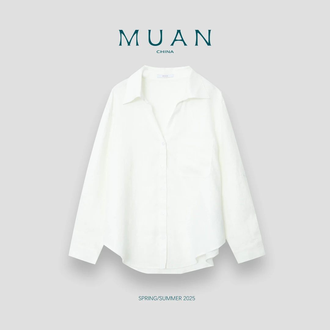 【法式老钱衬衫】MUAN定制100亚麻高级衬衫上衣女YJ-23830-衬衫