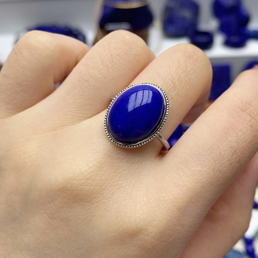 青金石银S925镶嵌戒指