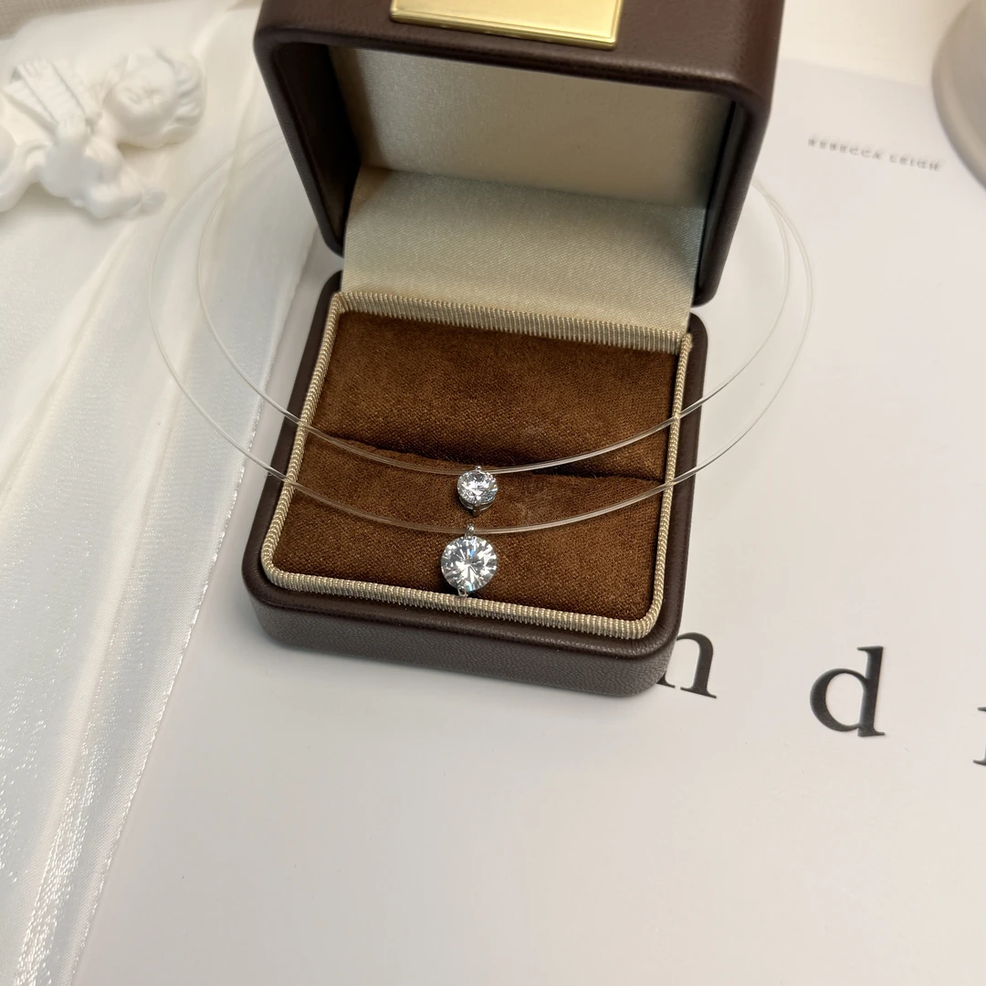 钛钢项链 人鱼之泪闪钻鱼线项链高级感气质锁骨链